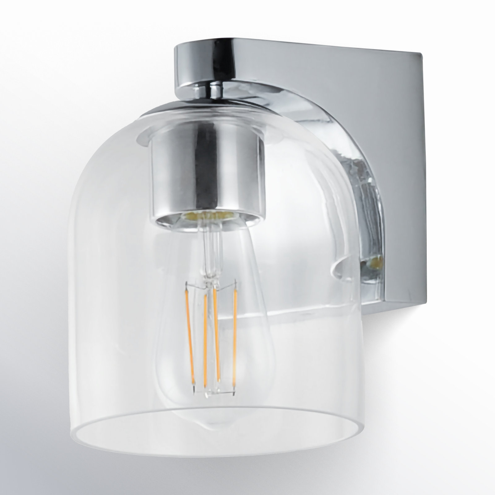 Single Transparent Dimmable Bath Sconce, Polished Chrome