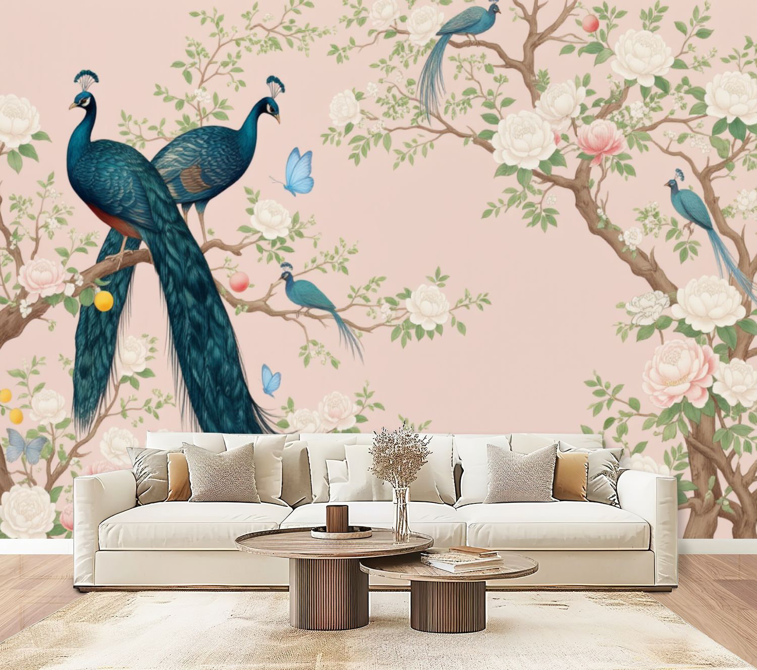 Red Barrel Studio Peel and Stick Wallpaper Elegant Peacock Floral ...