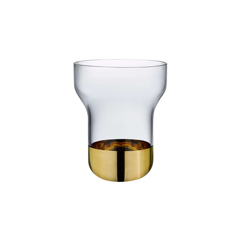 Vase de table en cristal sans plomb contour, Mauve / doré, H 9,84 po x l 7,87 po x P 7,87 po
