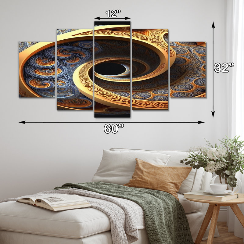Circulaire Infinitiy Lemniscate en couleurs rétro III - impression d'art moderne géométrique murale - 5 panneaux