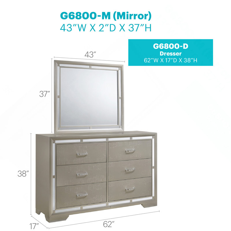 Commode Alana G6800-D, champagne argenté, Champagne