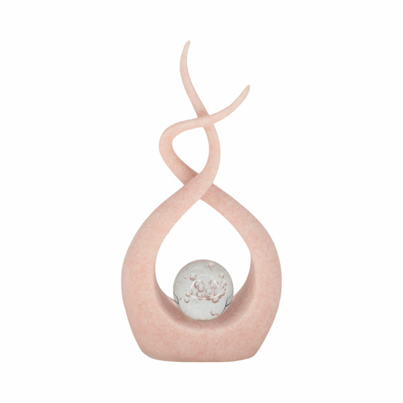 Sagebrook Home 12" Laxmi Quartz Resin Statuary With Crystal, Pink