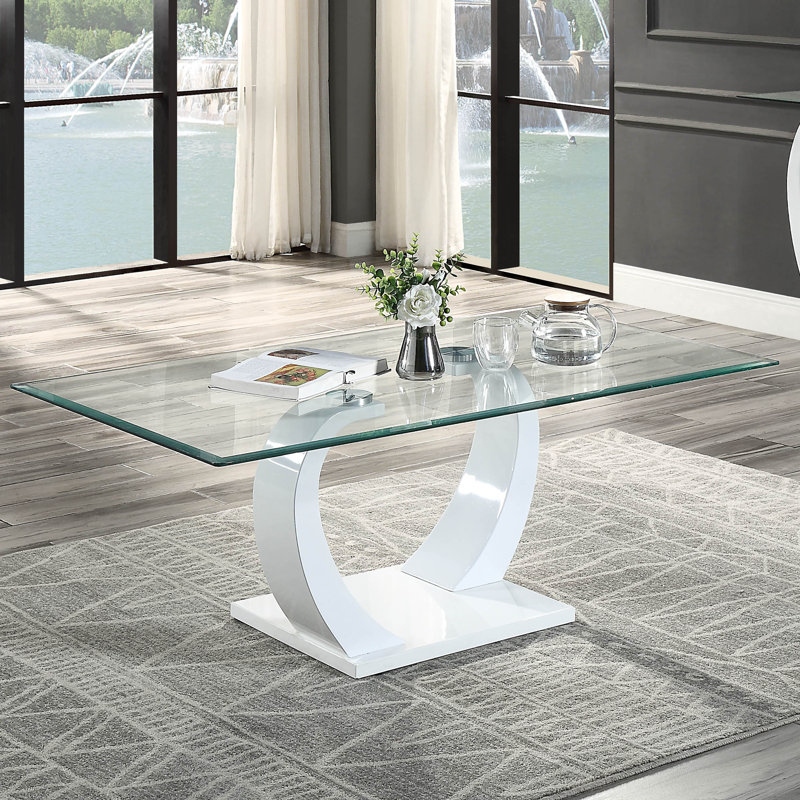 Glass Top Coffee Table, White