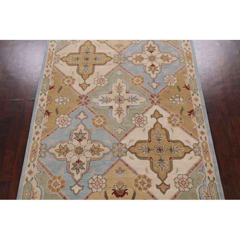 Tapis oriental ivoire / brun clair / bleu clair en laine touffetée à la main Florentia