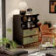 Meuble d'appoint moderne en bois massif vert, noir et argent avec éléments en acier inoxydable-810998295