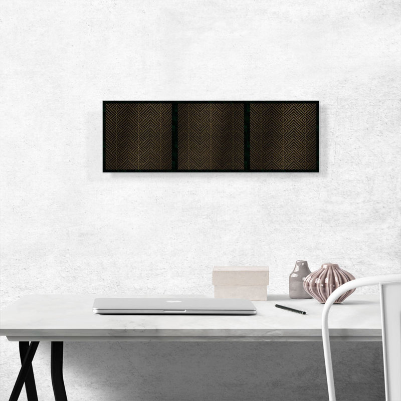 " Art Deco Diamond Yellow Geometric Panoramic ", 12" H x 36" W x 1.5" D