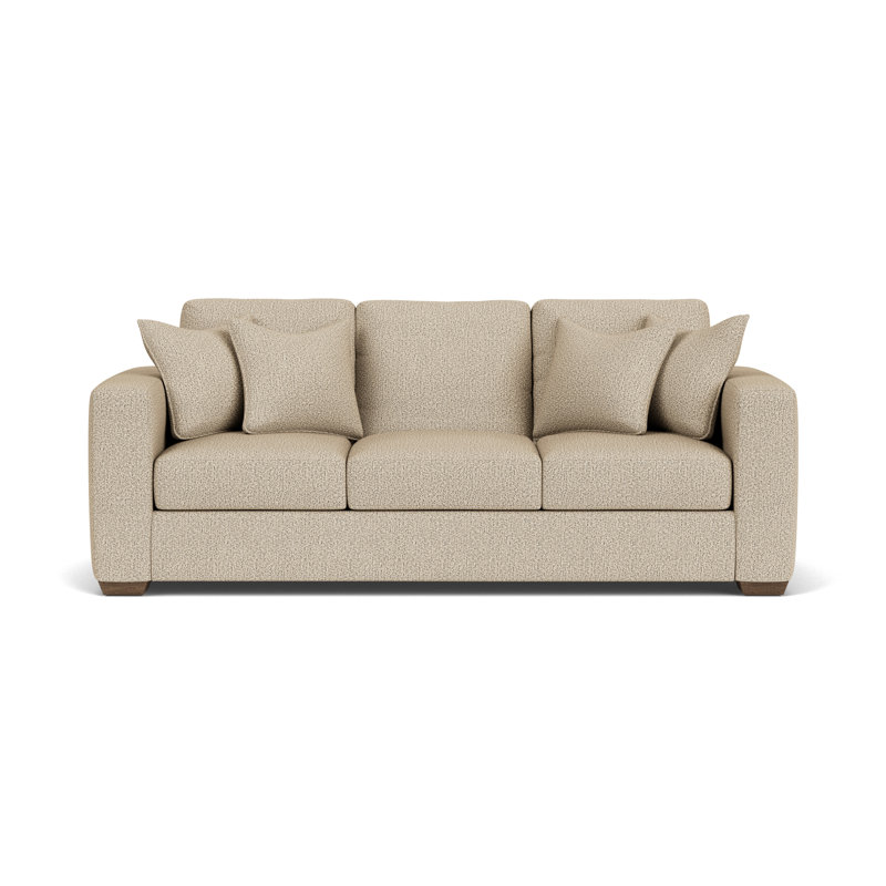 Canapé à accoudoirs carrés Anaiza, Polypropylène beige / oléfine, 37" H x 92" W x 41" D