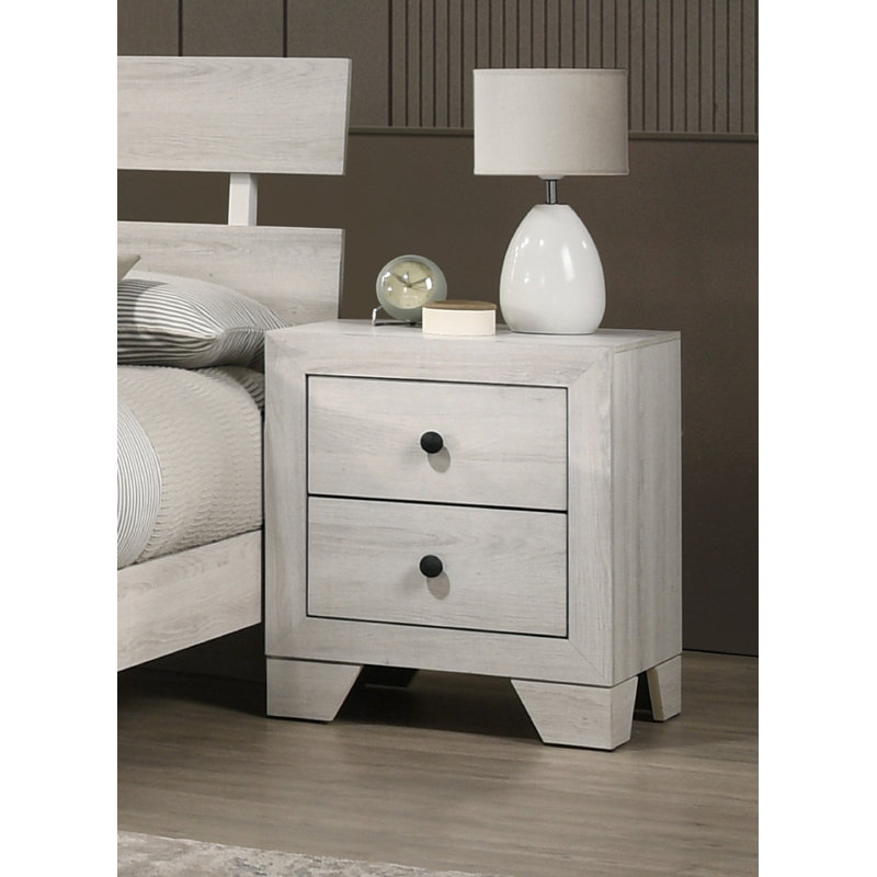Table de chevet avec rangement à deux tiroirs 1 pièce Rustic, Blanchies