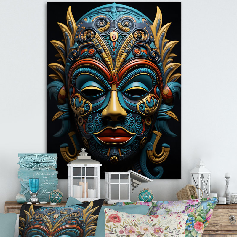 «Jeimi African Masked Splendor II», art mural africain, H 32 po x l 24 po x P 1 po, Toile tendue