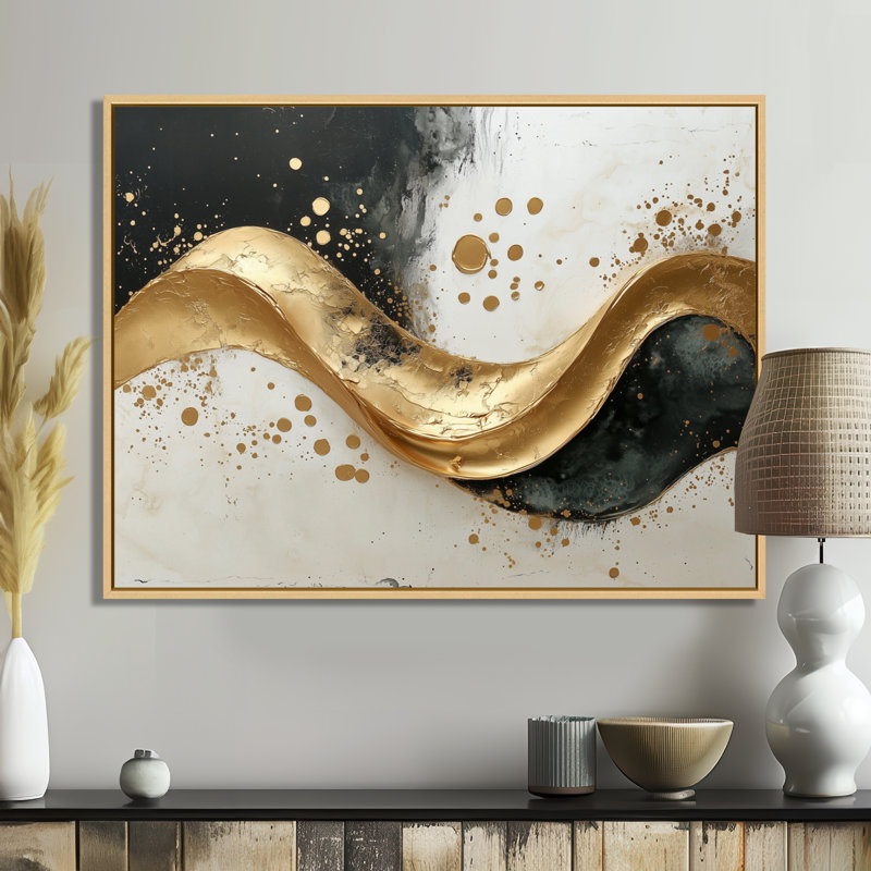 «Goldern», art transitionnel transitionnel et encre liquide foncé VI - art abstrait transitionnel moderne, H 34 po x l 44 po