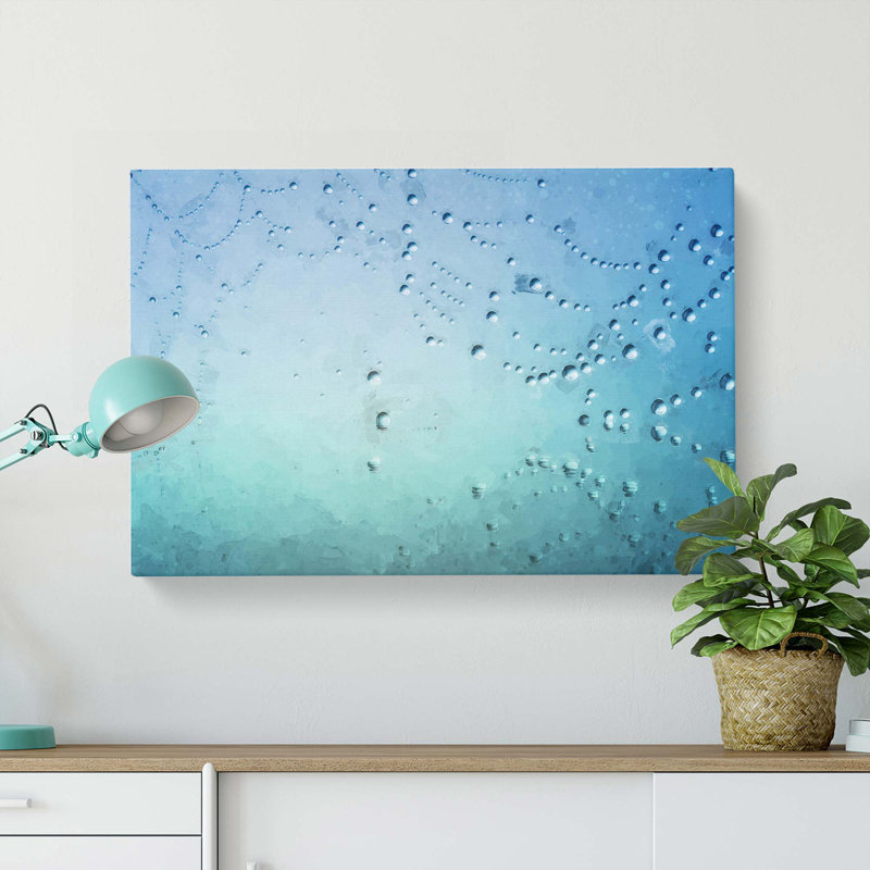 Dewdrops upon a Cobweb in Abstract - Wrapped Canvas Painting Print, 35cm H x 50cm W x 3cm D