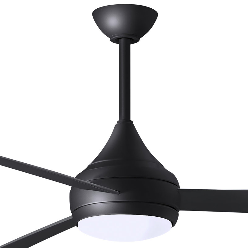 Donaire LED Outdoor Downrod Ceiling Fan, Matte Black, Matte Black