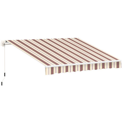 Auvent rétractable 13 'x 8' pour patio - et eau -, cadre en aluminium, manivelle manuelle, terrasse de balcon rouge