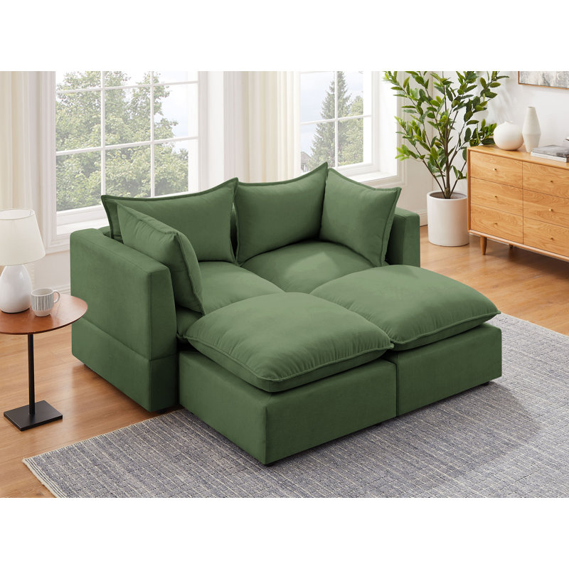 Borror 66.9'' Modular, Green 100% Polyester