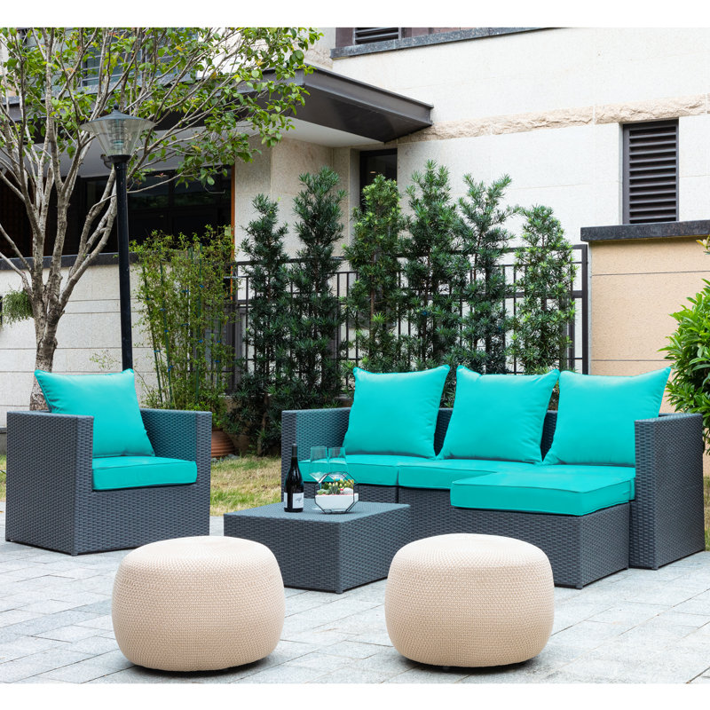Outdoor/Indoor Deep-Seat Cushion Set, Light Teal