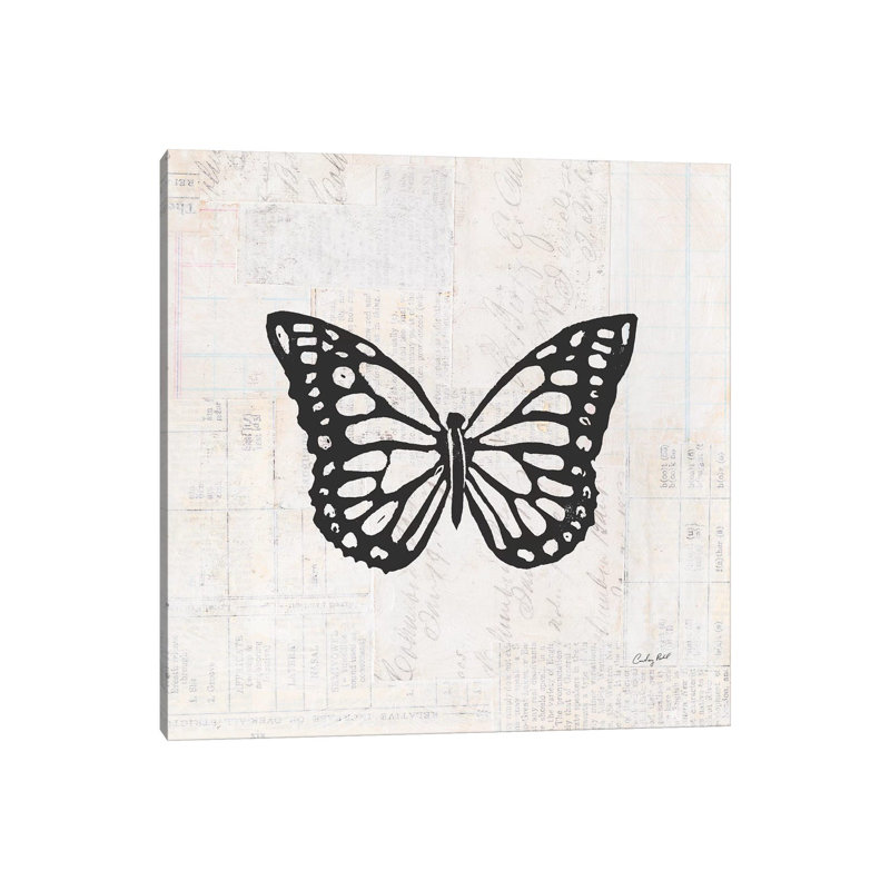 Butterfly Stamp BW by Courtney Prahl - Print on Canvas, 66.04cm H x 66.04cm W x 3.81cm D, Wrapped Canvas