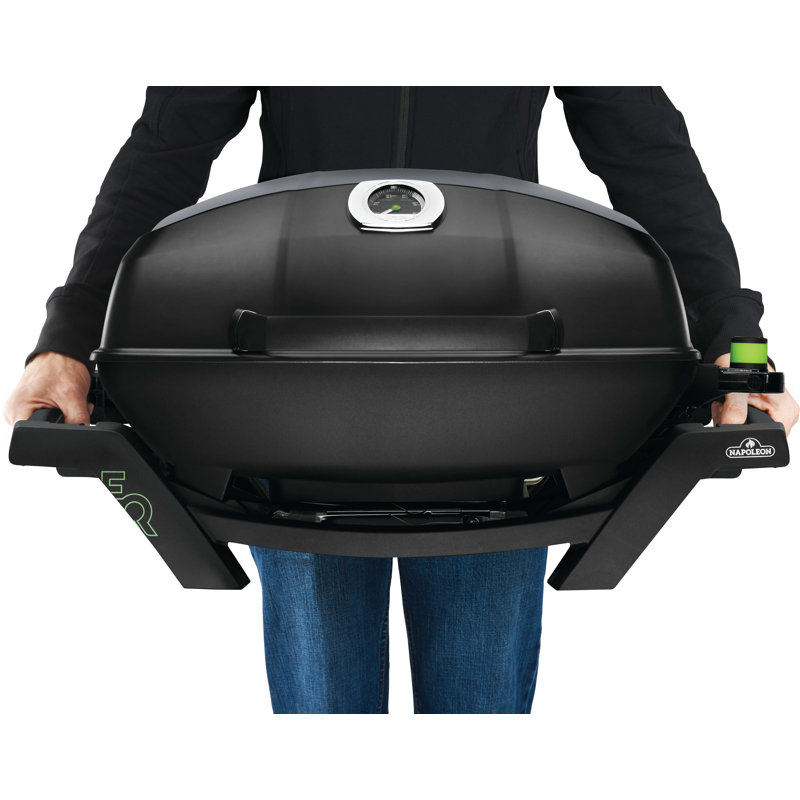 Napoleon Black Portable Electric Grill with Cast Iron Grids