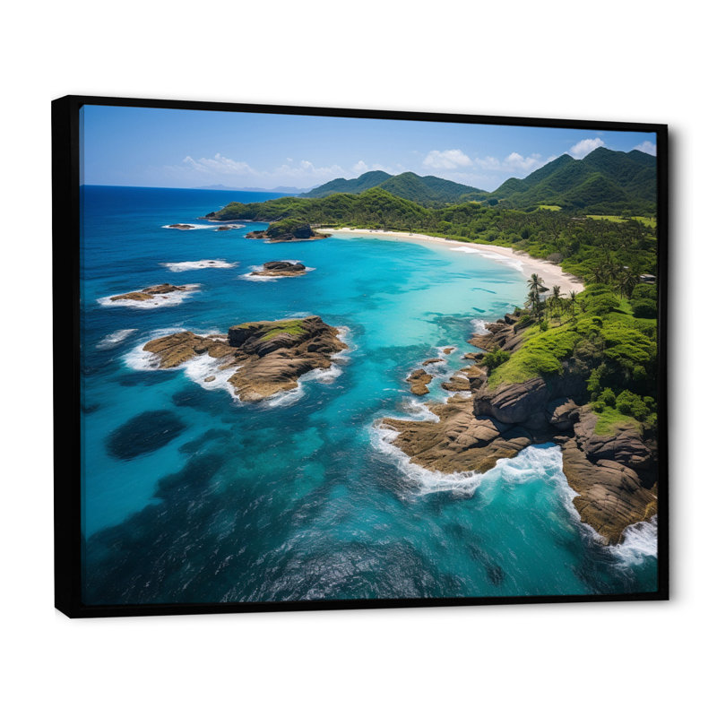 «Virpi Caraibe Paradise Found III», reproduction sur toile, Cadre flottant noir, H 34 po x l 44 po x P 1,5 po