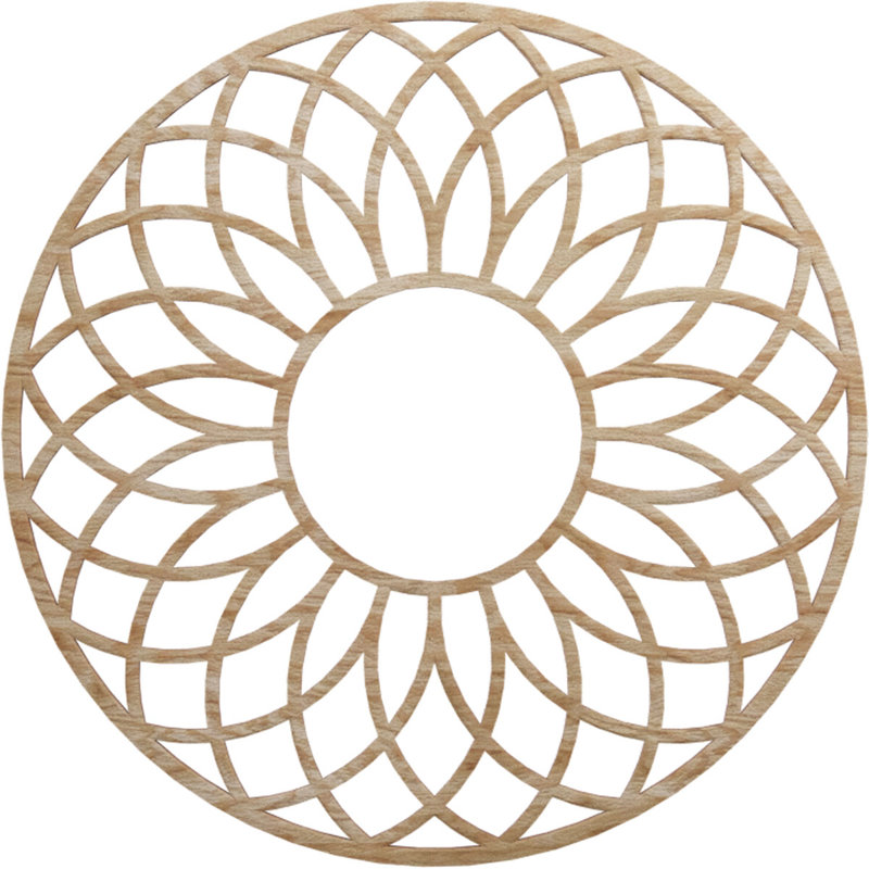 Médaillon de plafond 28 po x 28 po x P 9 5/8 po x P 3/8 po, H 26 po x l 26 po x P 0,25 po, Chêne rouge