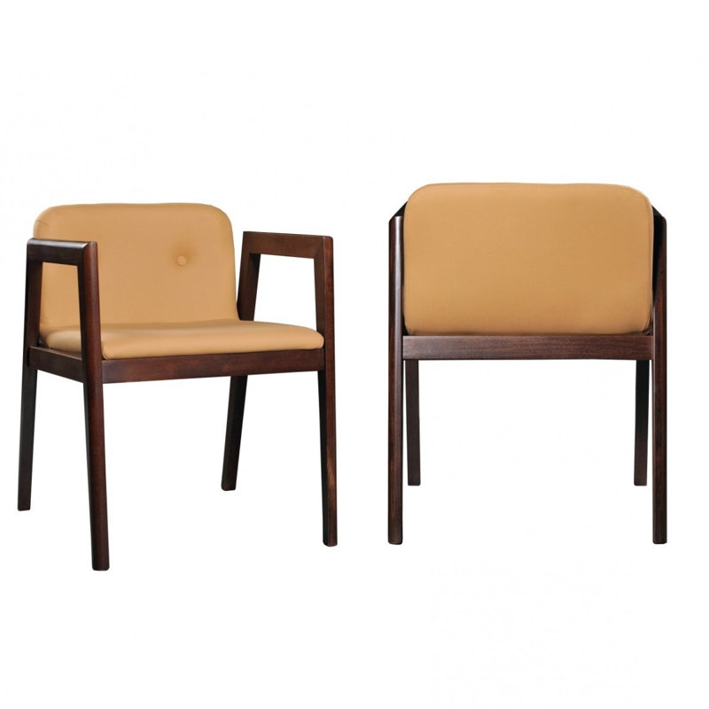 Ensemble de deux chaises de salle à manger modernes en similicuir beige, Chameau