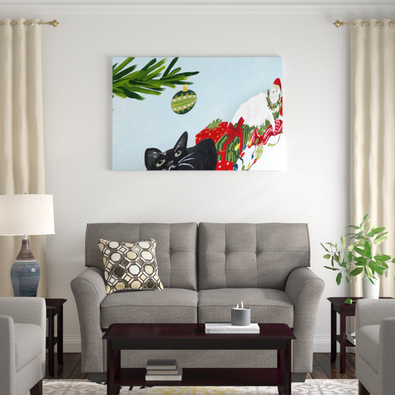 Meowy Hissmas Collection A by June Erica Vess - Graphic Art Print, 81cm H x 122cm W, Black Floater Frame
