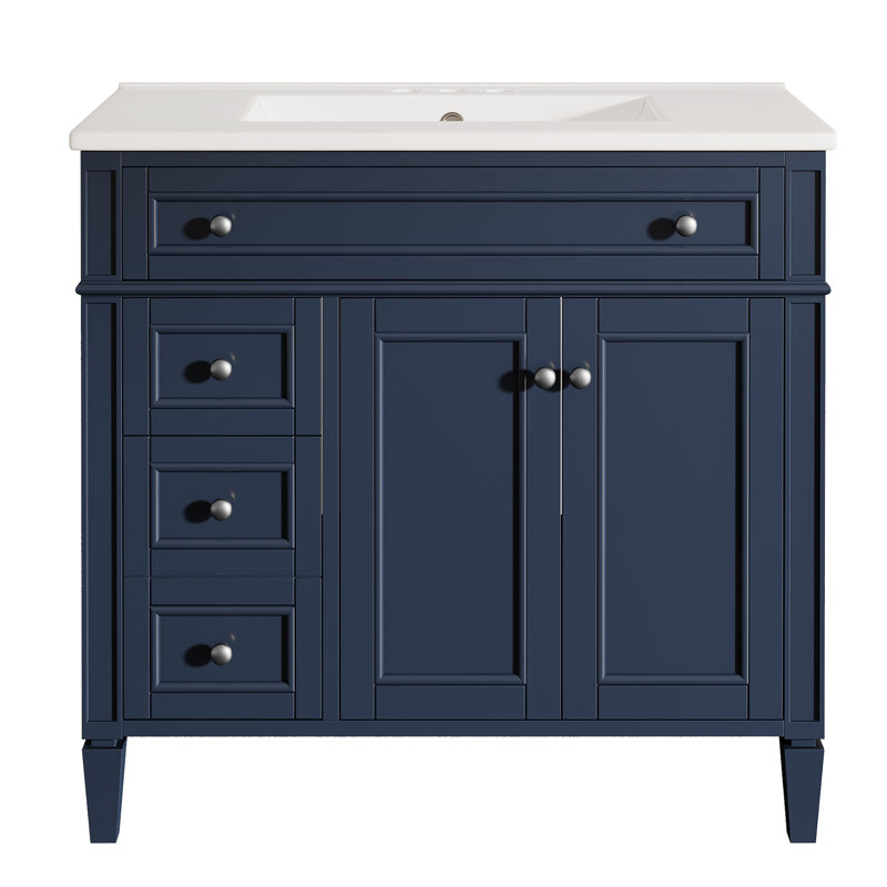 36'' Single Bathroom Vanity with Top, Blue, 36"