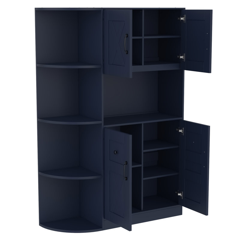 Multifunctional Left-Right Combination Hall Cabinet  With Storage And 4 Hooks, White