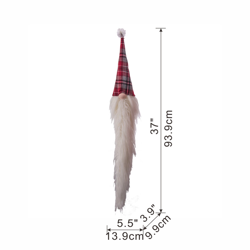 Tête de gnome avec une longue barbe et un chapeau écossais, H 37 po x l 3,9 po x P 5,5 po