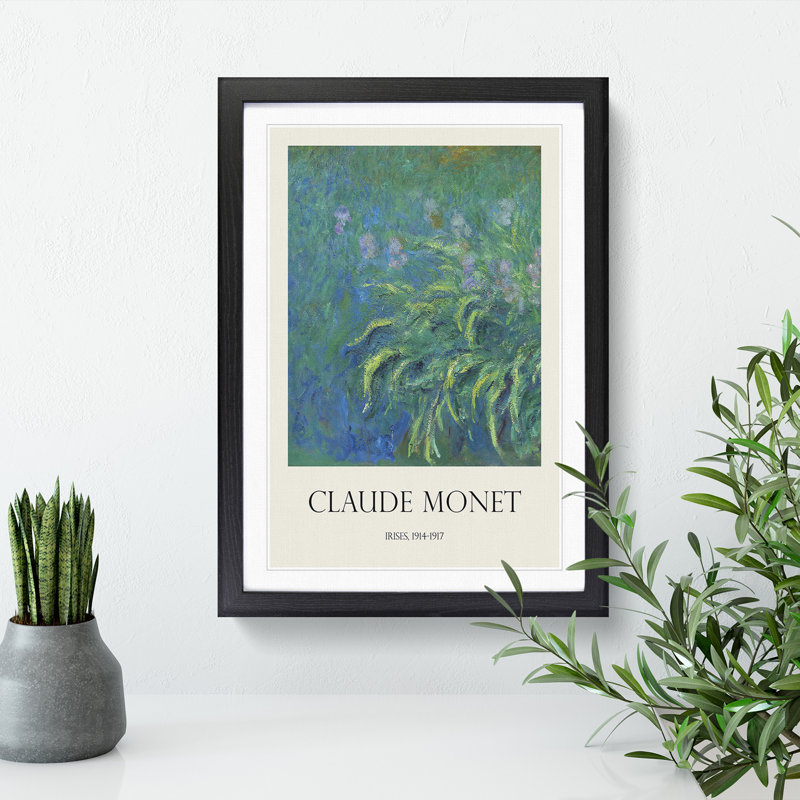 Irises by Claude Monet - Picture Frame Art Prints, Black Framed, 36cm H x 27cm W x 2cm D
