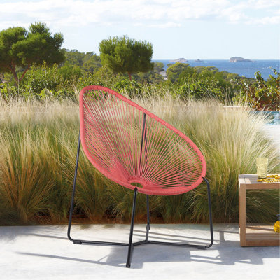 Lirren Indoor Outdoor Steel Papasan Lounge Chair With Rope