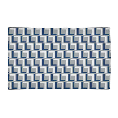 Tapis géométrique gris / bleu / blanc