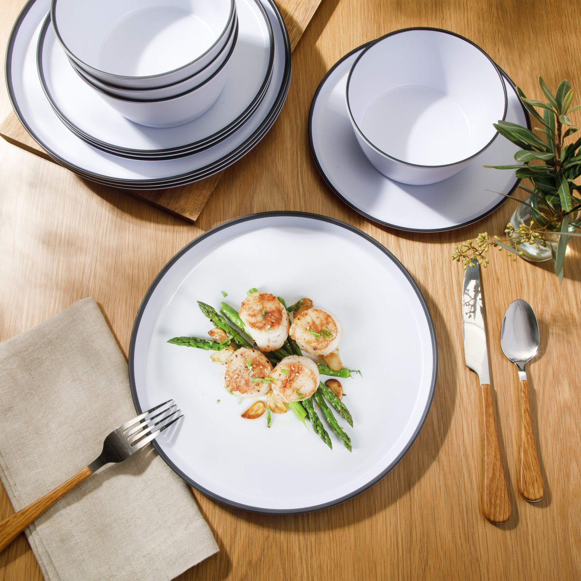 Gibson Home 12 Piece Melamine Dinnerware Set