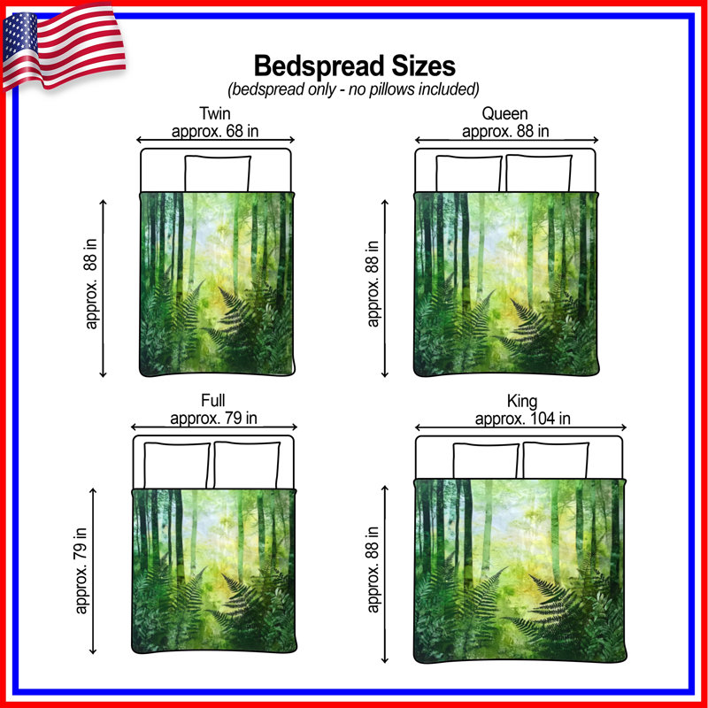Dense Forest With Ferns Bedding Forest Bedspread Nature, Double