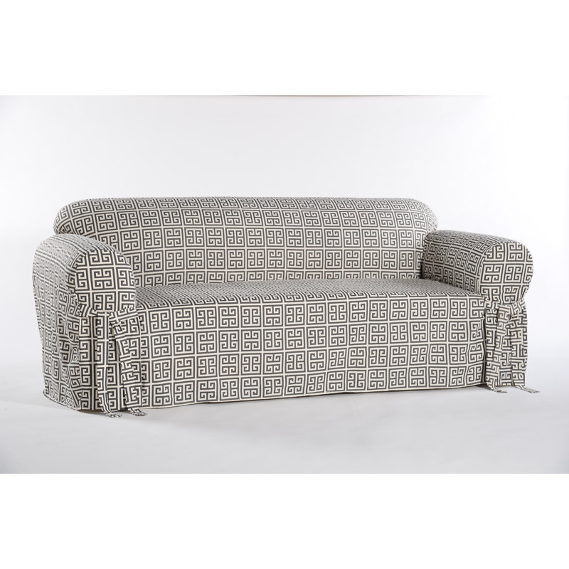 Housse pour canapé à coussins carrés/rectangulaires, Gris / coton crème, H 36 po x l 72 po x P 34 po
