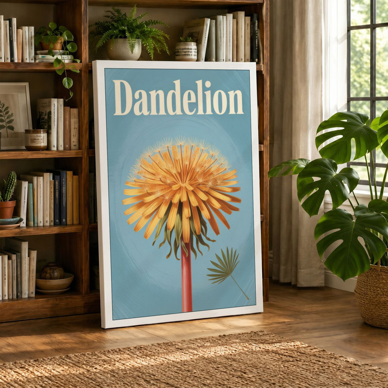 Dandelion Study Botanical - Wrapped Canvas, 30x20 - 76.2 x 50.8 cm, Terracotta Border