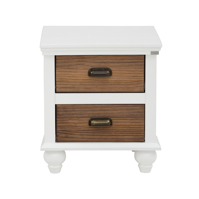 Fanchone 45cm W Solid + Manufactured Wood Bedside Table, White/Natural