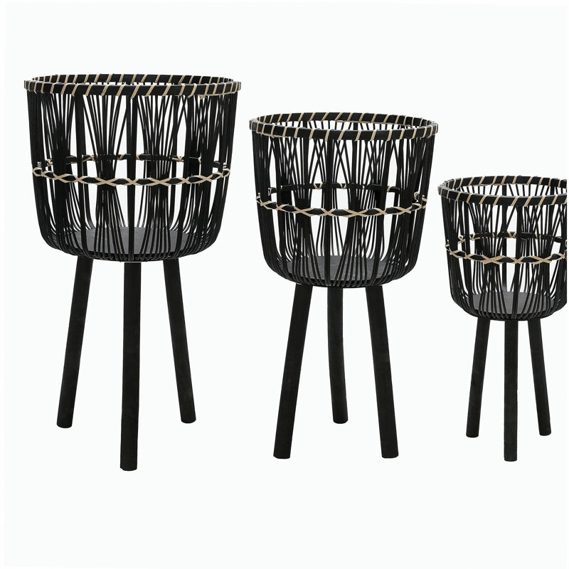 S / 3 POT DE BAMBOU 11/13/15 ", NOIR