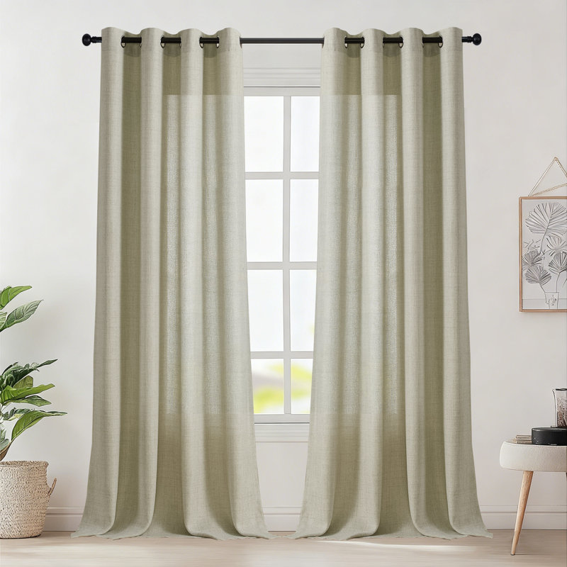 Paire de rideaux semi-transparents Draycott, Pierre, L 52 po x L 90 po