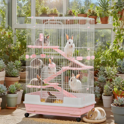 Cage à lapin avec roulettes