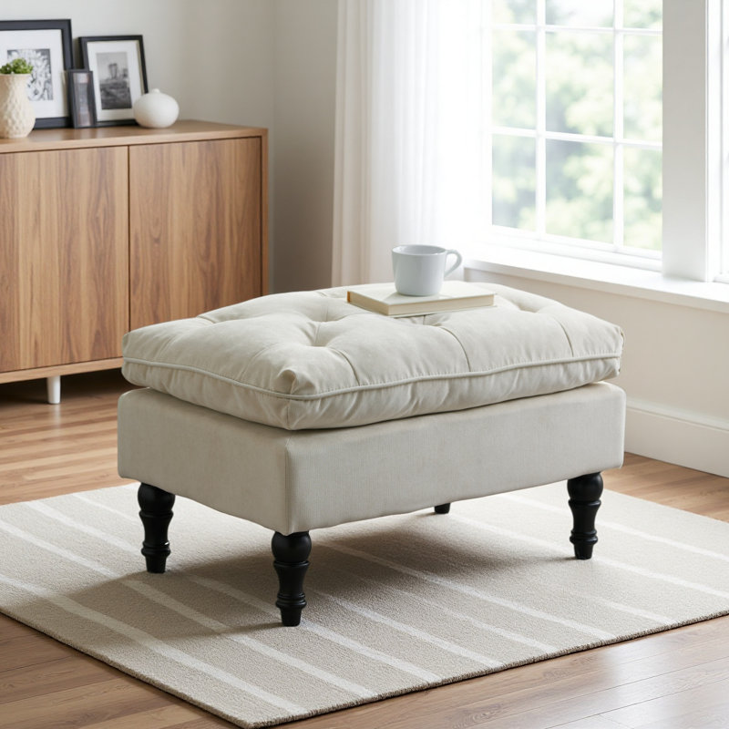Pillow Top Ottoman, Cream