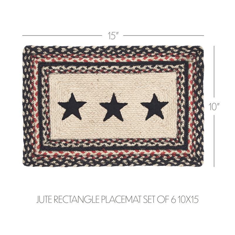 Ensemble de 6 napperons rectangulaires en jute Colonial Star, 10 x 15 pouces
