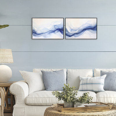 Dreamy Indigo Mist 2pc Framed Giclee Set, design by Andrea Haase