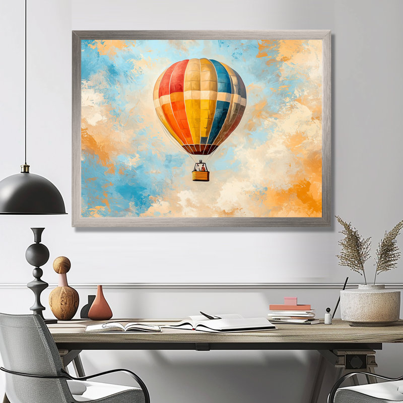 Décoration murale montgolfière dans le ciel II - Montgolfière, H 12 po x l 20 po, Single Picture Framed Print without Mat