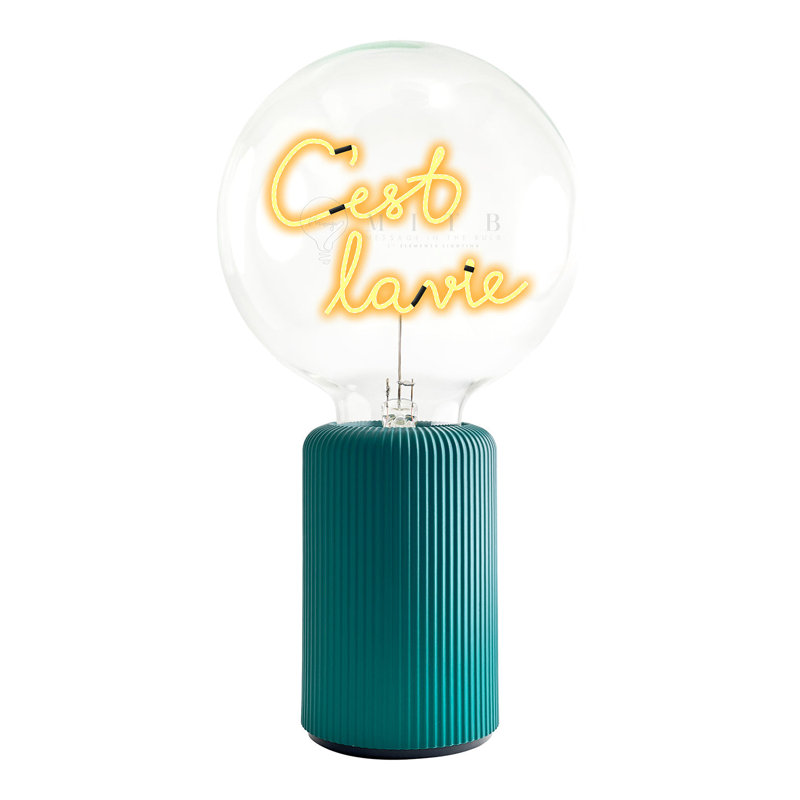 Ampoule C'EST LA VIE Lampe de table ambre avec base PORTABLE Pop Nomad, H 19 po x l 4,92 po x P 13 po, Vert