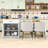Kitchen Island with Extendable Dining Table, Built-in Charging Station and Lockable Wheels-105502193