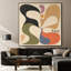 Impression sur tissu grand format - Motif abstrait rétro aux courbes organiques noires, olives et oranges, idéal pour le salon ou la chambre - « Assemblage du cadre requis (cadre non fini) »-135869139