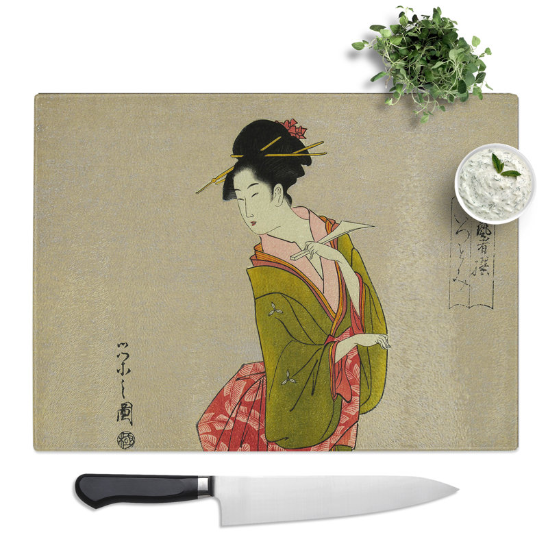 Itsutomi Japanese Oriental Art  Glass Chopping Board