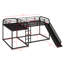 Full And Twin Size L-Shaped Bunk Bed With Slide And Short Ladder-319632278