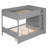 Full over Full Bunk Bed with Drawers & Multi-Layer Storage Cabinet – Space-Saving Solid Wood, Gray-1126977662-1126977660