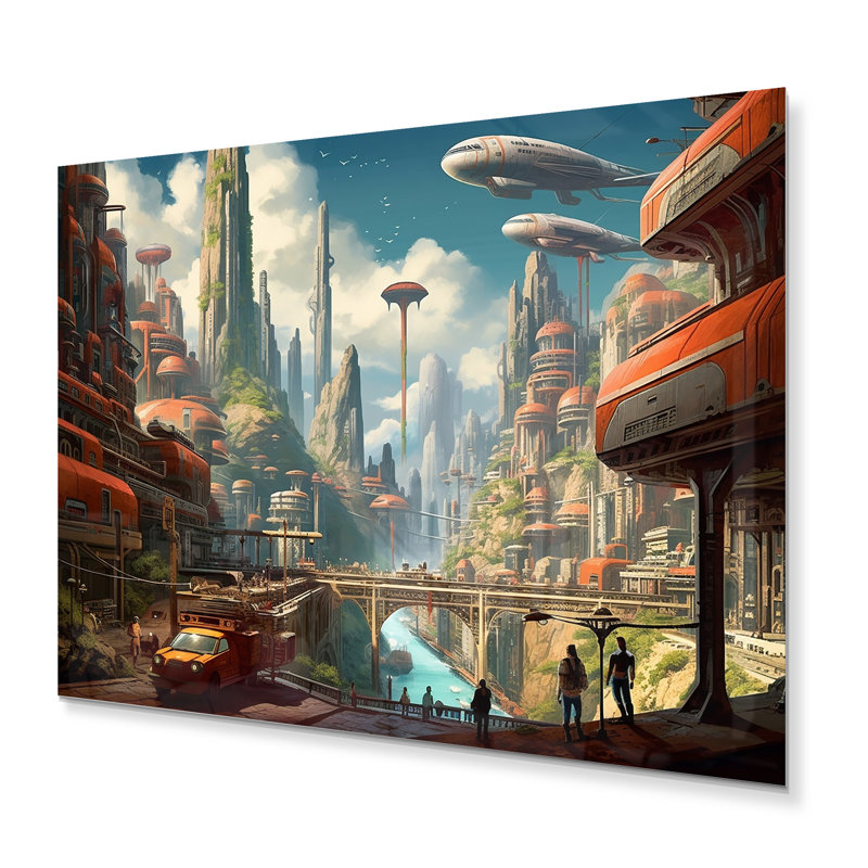Sci Fi Odyssey City I - impression sans cadre sur métal, H 30 po x l 40 po x P 1 po